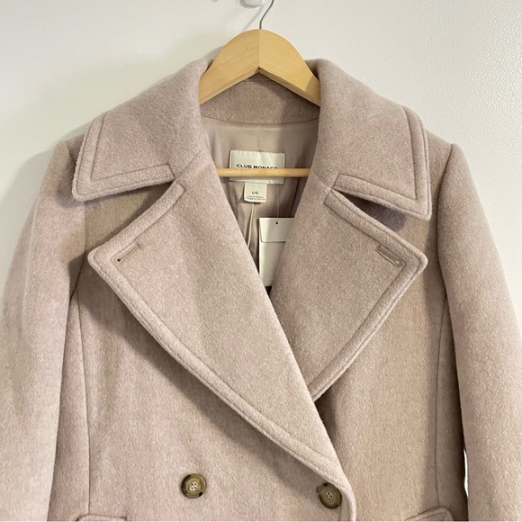 NWT Club Monaco Daylina Almond Beige Wool Coat Size Large Long Wool Coat - Picture 4 of 9